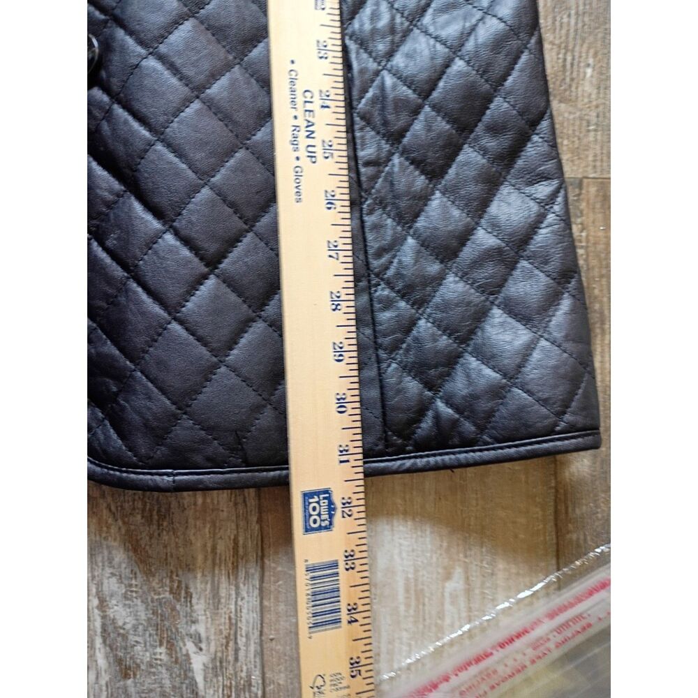 Neiman Marcus Lamb Leather Quilted Jacket Women's M Black - Picture 6 of 6